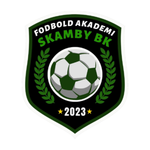 Logo for Akademiet 2023 for Skamby Boldklub med en fodbold i midten.
